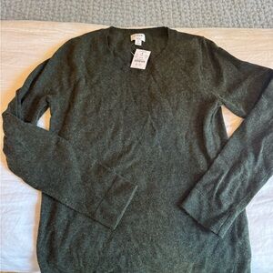 J. Crew Dark Green Crewneck Sweater